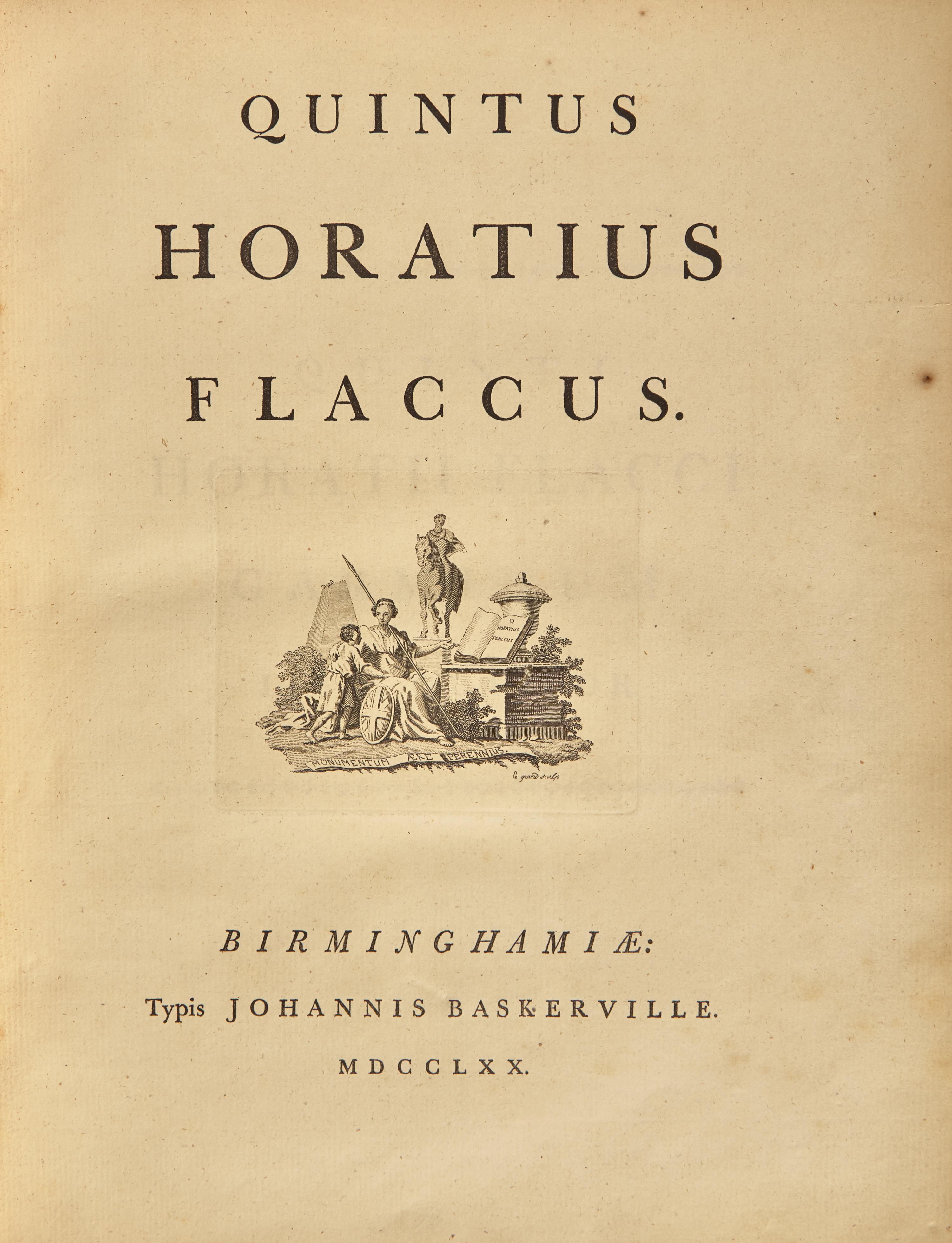 HORACE. Quintus Horatius Flaccus . Birmingham: John Baskerville, 1770.