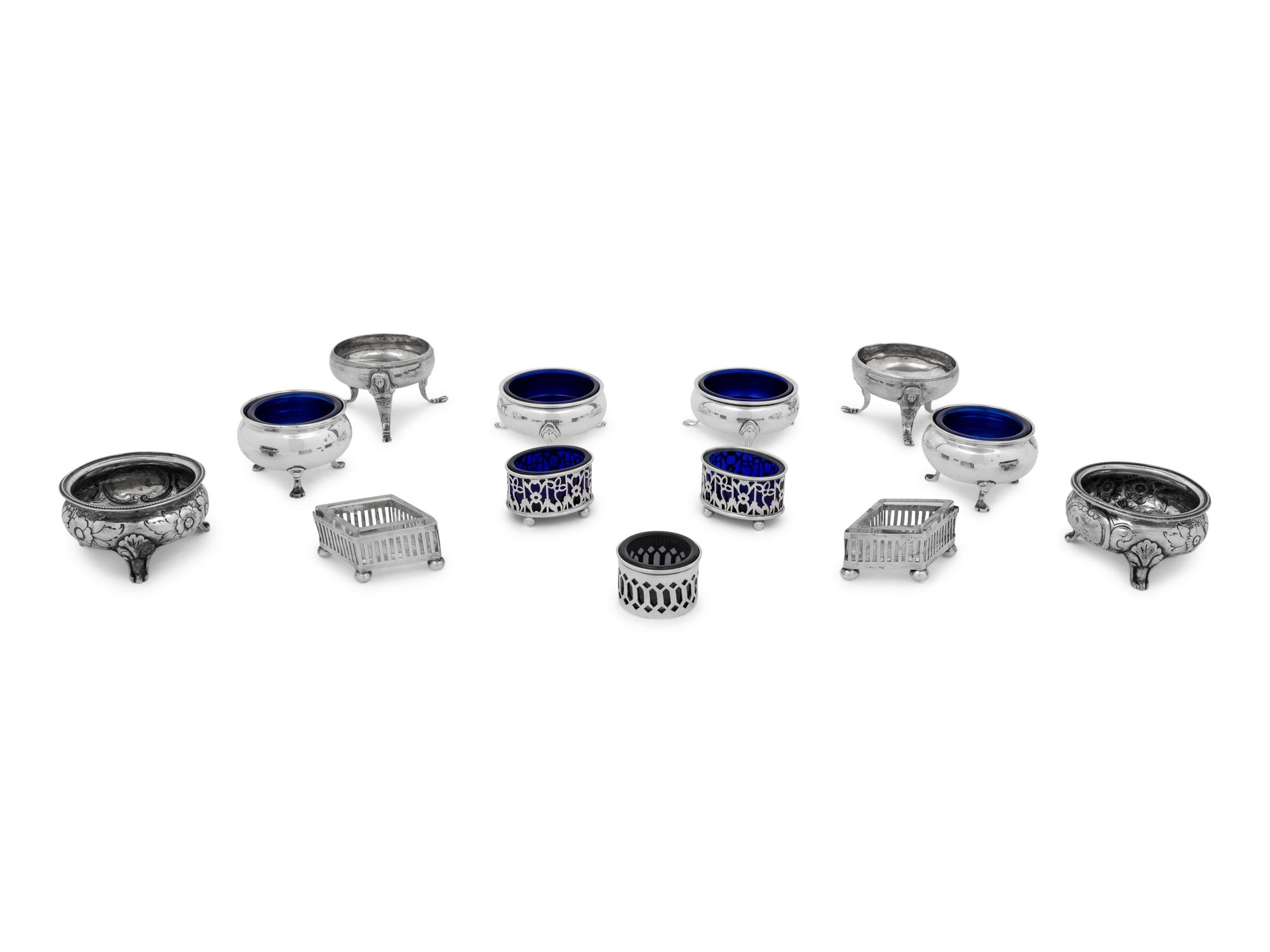 A Collection of Thirteen Silver Salt Cellars