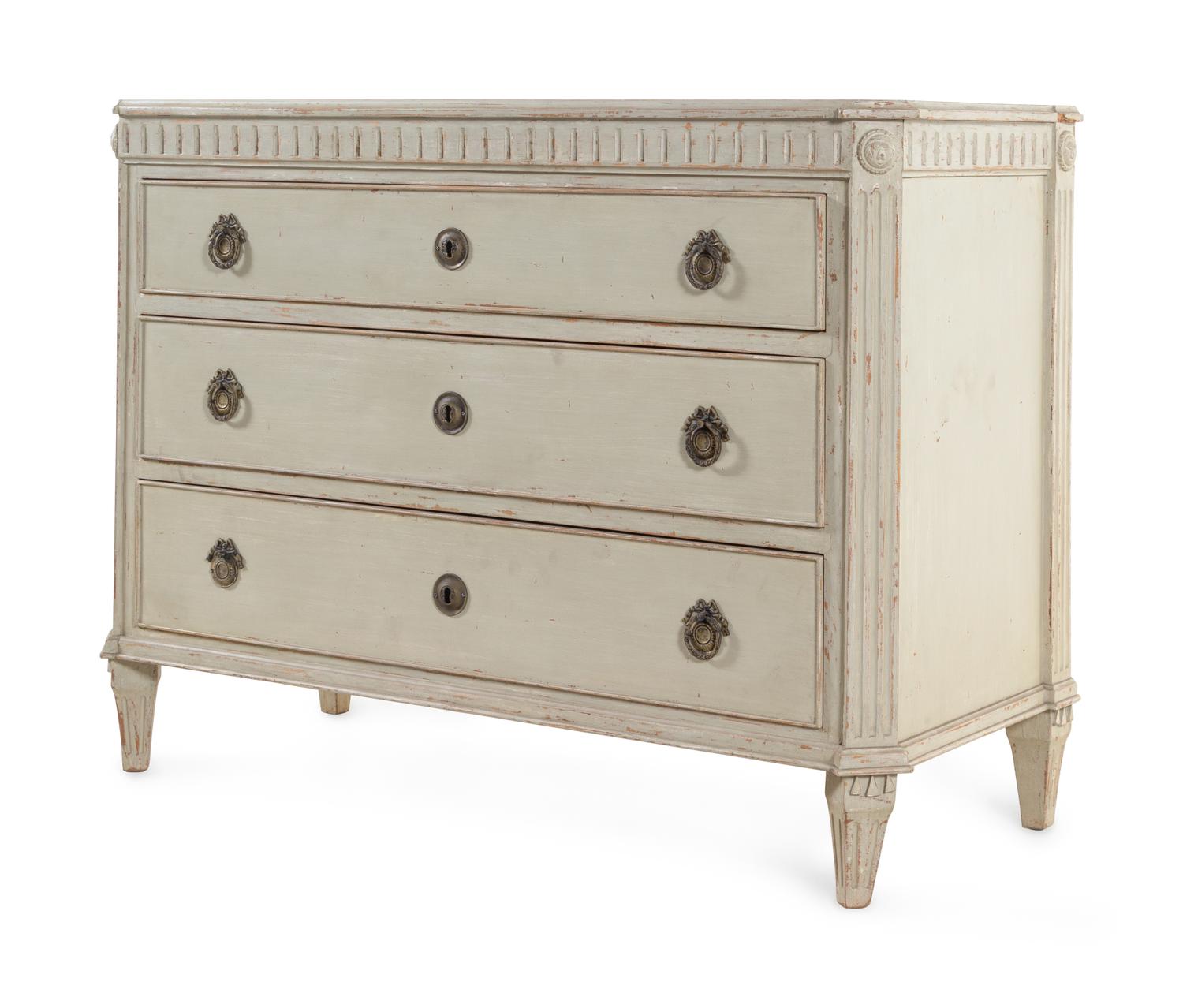 A Gustavian Style White-Painted Chest of Drawers