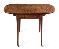 A George III Fruitwood Banded Mahogany Pembroke Table Height 28 x width 40 1/4 x depth 21 inches. — 19TH CENTURY