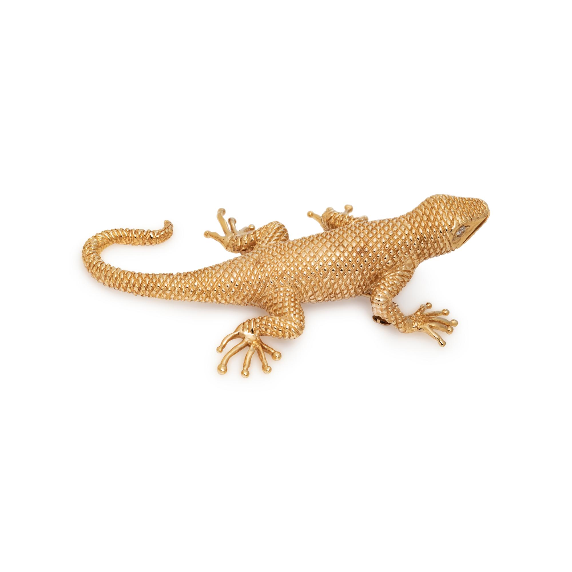 DANKNER, YELLOW GOLD LIZARD BROOCH