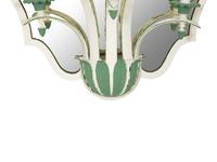 A Set of Four Green and White Painted Five-Light Girandole Mirrors