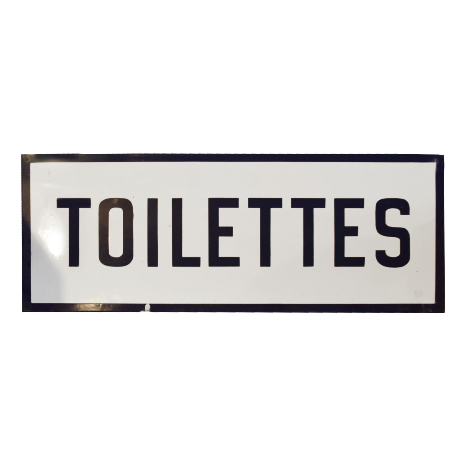 An Enameled Steel "TOILETTES" Sign 35.5" W .25" D X 13.5" H — Argentina, Circa 1920