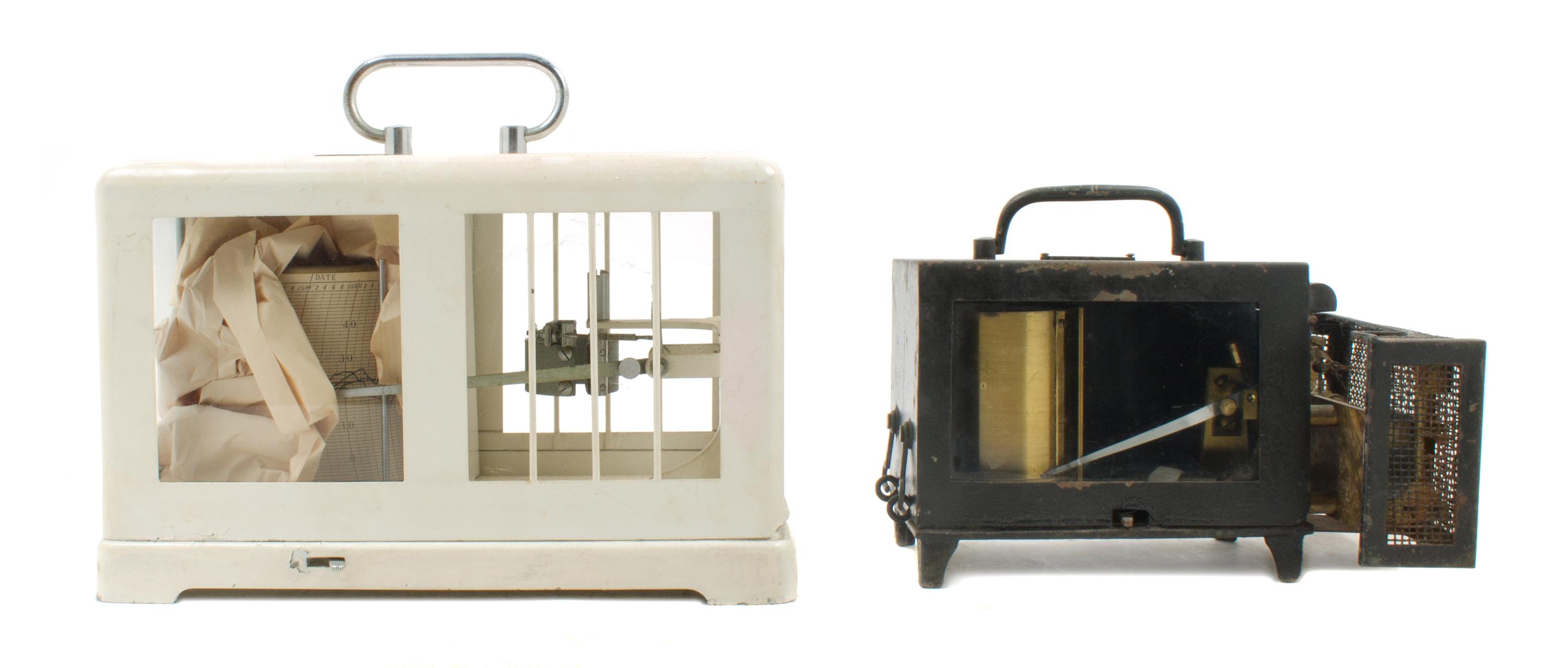 Two Metal Cased Barographs Height of larger 7 x width 10 1/2 x depth 5 1/ inches. — LATE 19TH/EARLY 20TH CENTURY