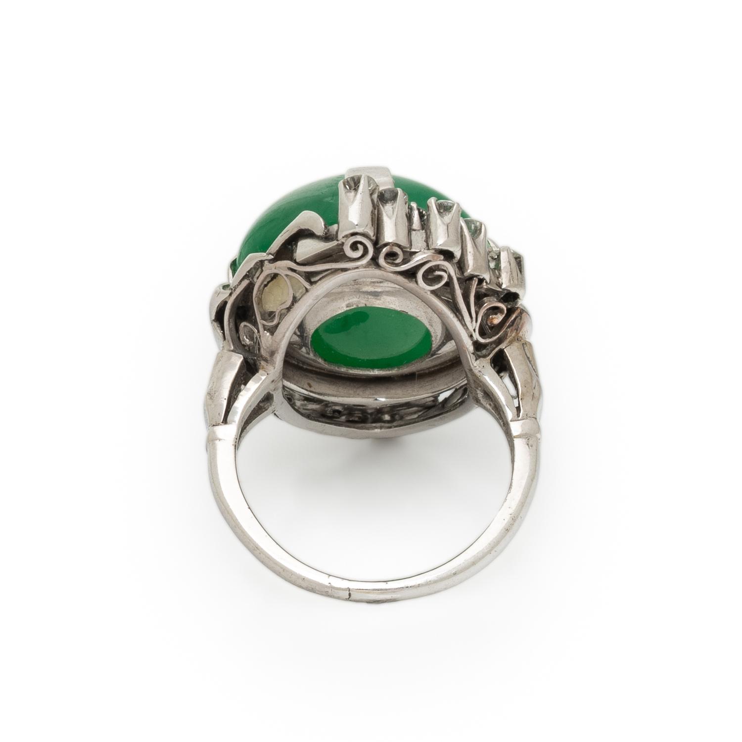 JADEITE JADE AND DIAMOND RING
