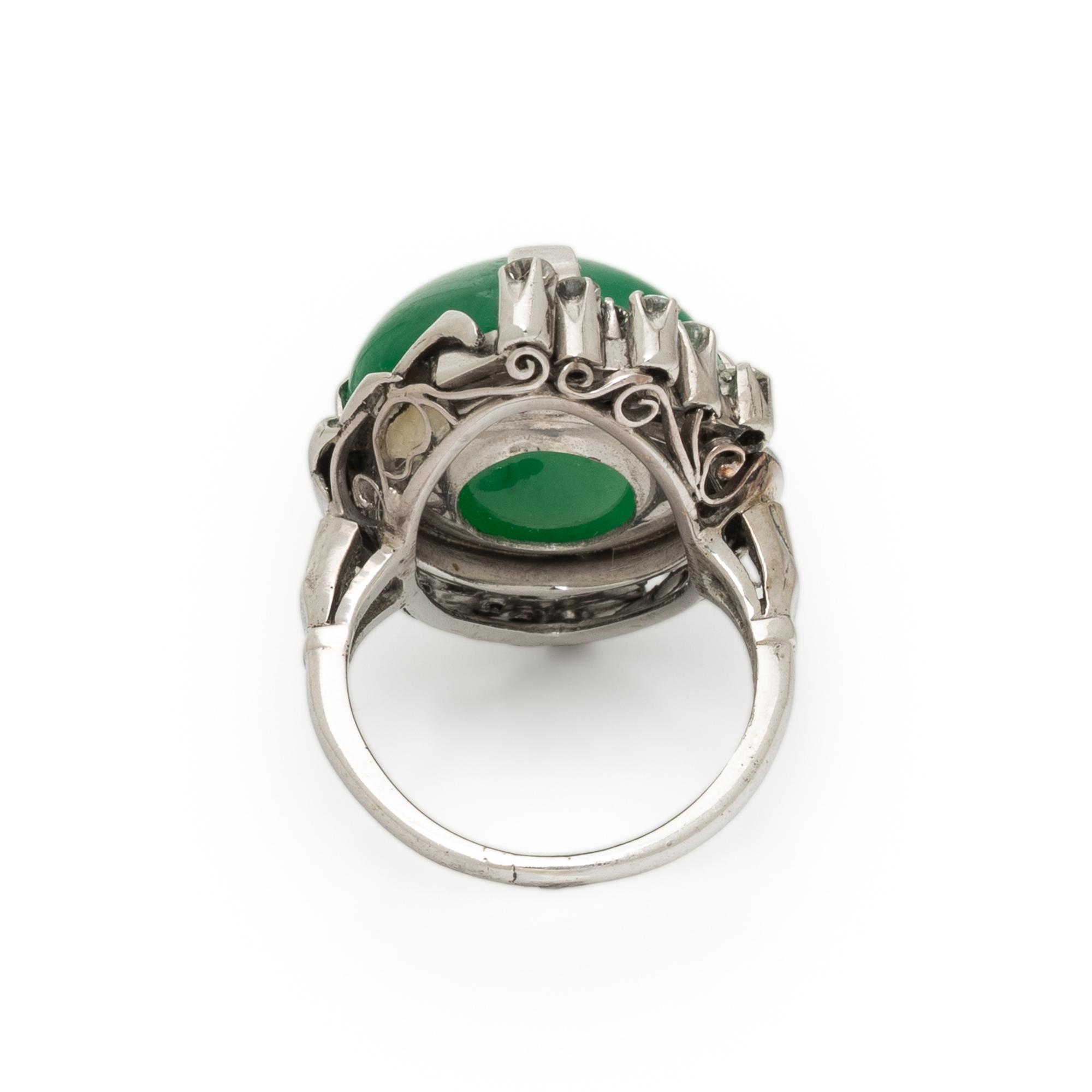 JADEITE JADE AND DIAMOND RING