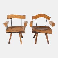Pair of Live-Edge Sabena Style Armchairs, c. 1950