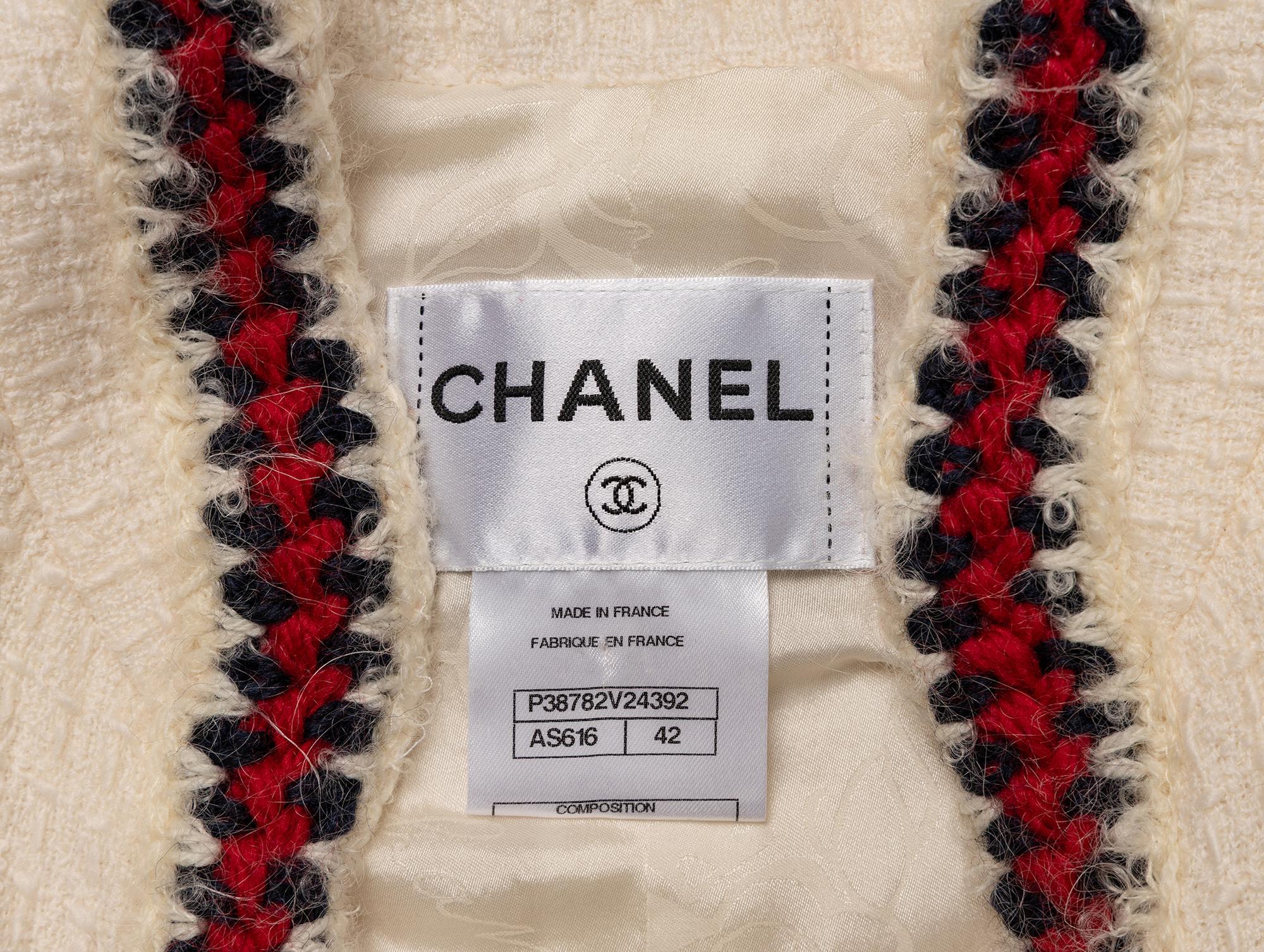 Chanel, Crochet-Trim Cream Tweed Jacket