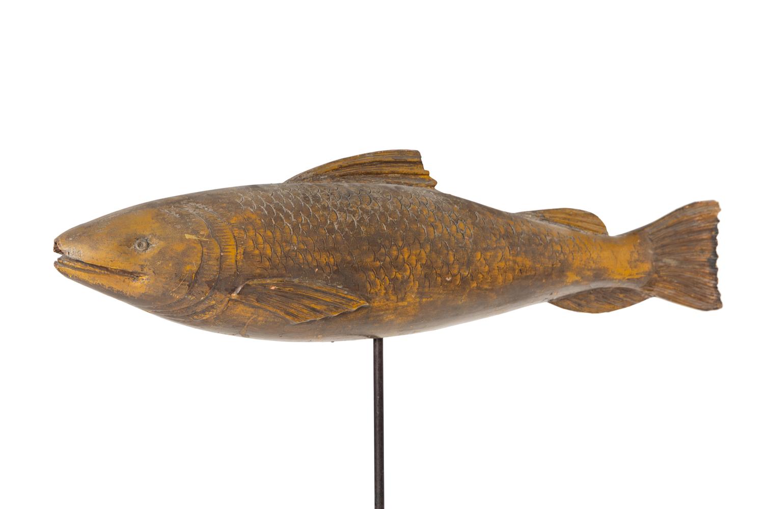 A Carved and Gilt Wood Fish Weathervane