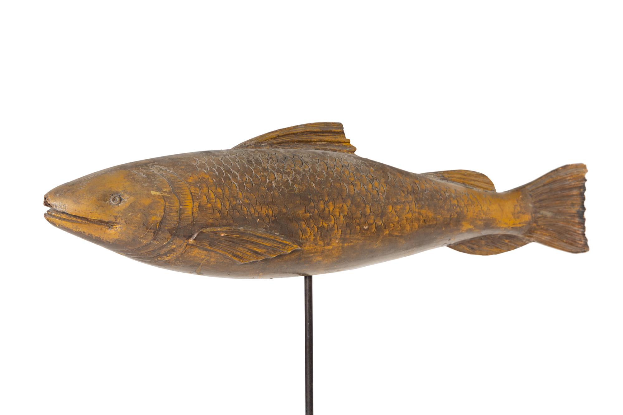 A Carved and Gilt Wood Fish Weathervane