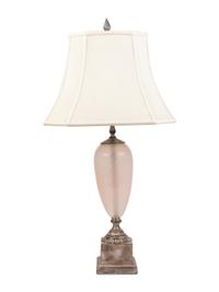 A Silvered Wood and Pink Venetian Glass Lamp