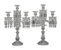 A Pair of Baccarat ' Medallion' Crystal Four-Light Candelabra