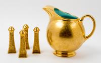 A Gilt Decorated Pitcher Height of pitcher 8 1/4 inches.