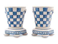 A Pair of Viuva Lamego Glazed Earthenware Jardinieres