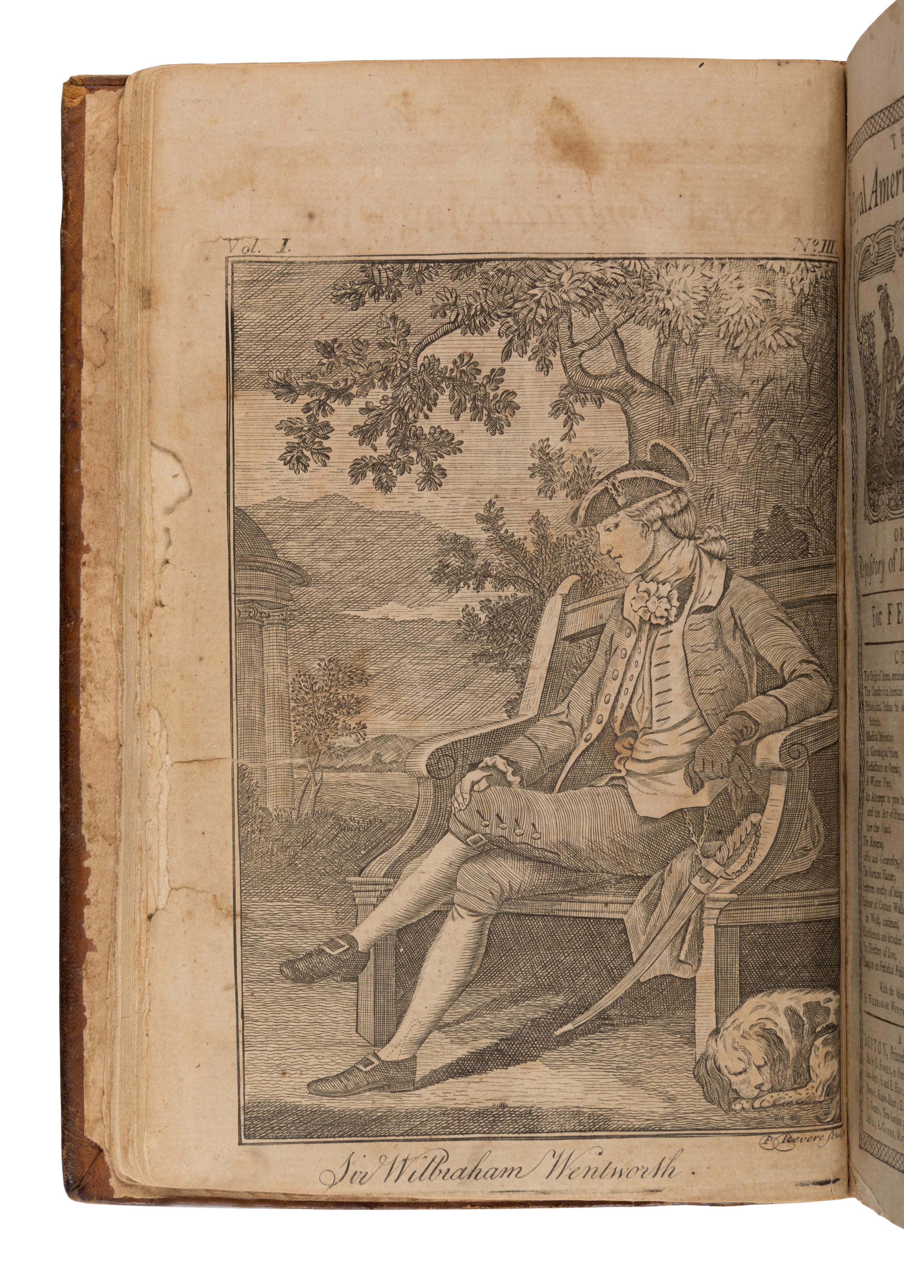 [Revere, Paul (1735-1818), engraver]. The Royal American Magazine, or Universal Repository of Instruction and Amusement. Volume I, for the Year 1774. Boston: Printed at Greenleaf's Printing Office in Union Street, January-December 1774.