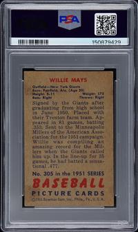 A 1951 Bowman Willie Mays Rookie Baseball Card No. 305 (PSA 3.5 VG+)
