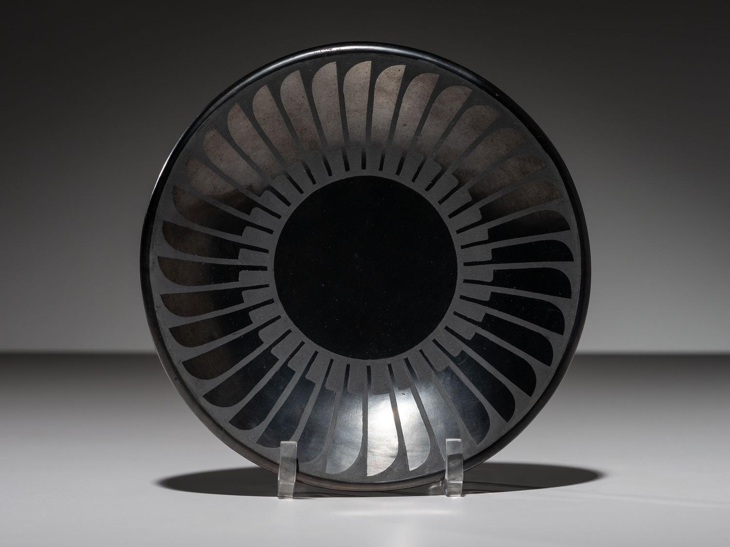 Blackware Pottery Plate, with Gunmetal Finish December 1963