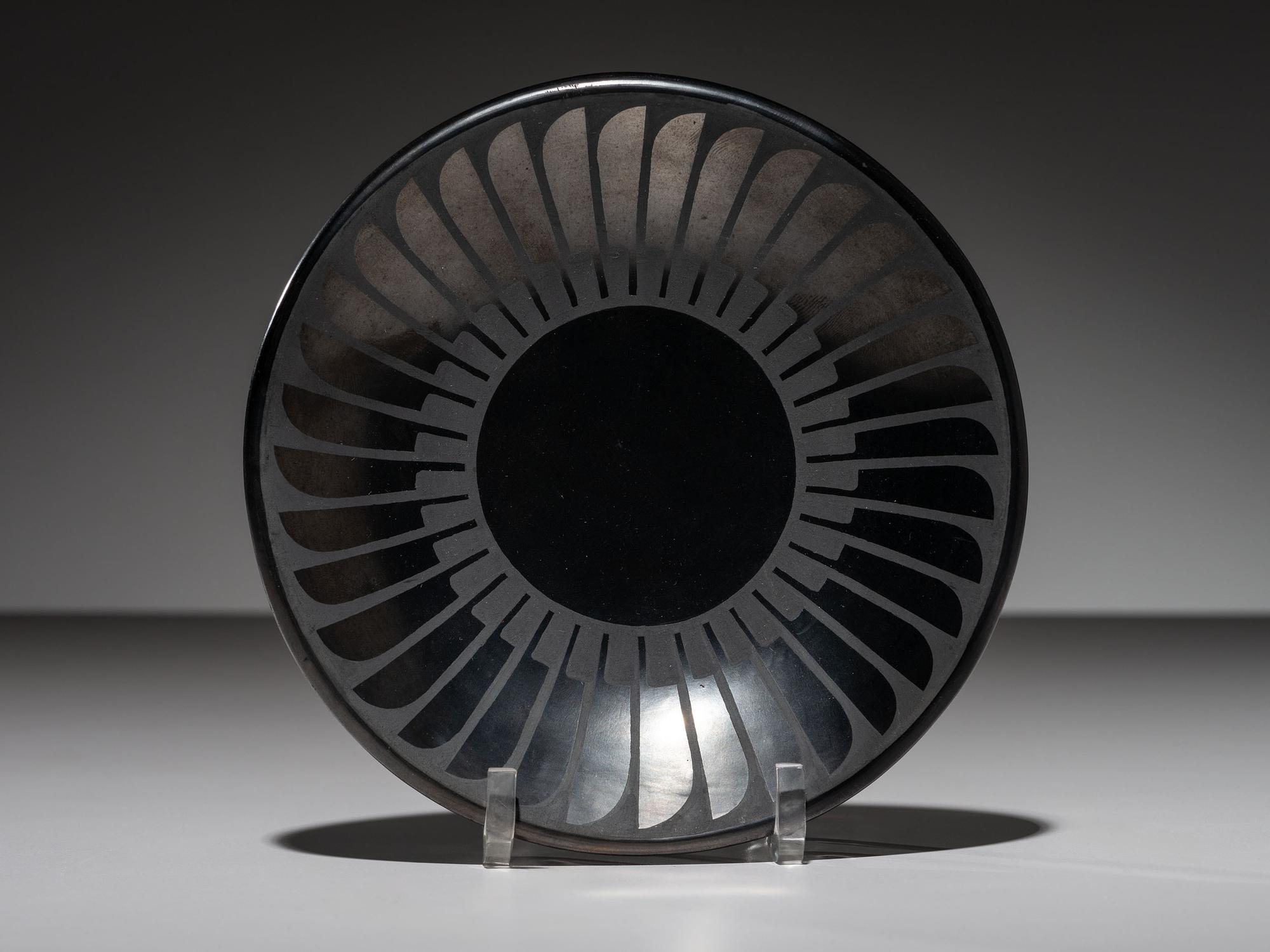 Blackware Pottery Plate, with Gunmetal Finish December 1963