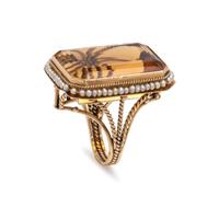 CITRINE AND SEED PEARL RING