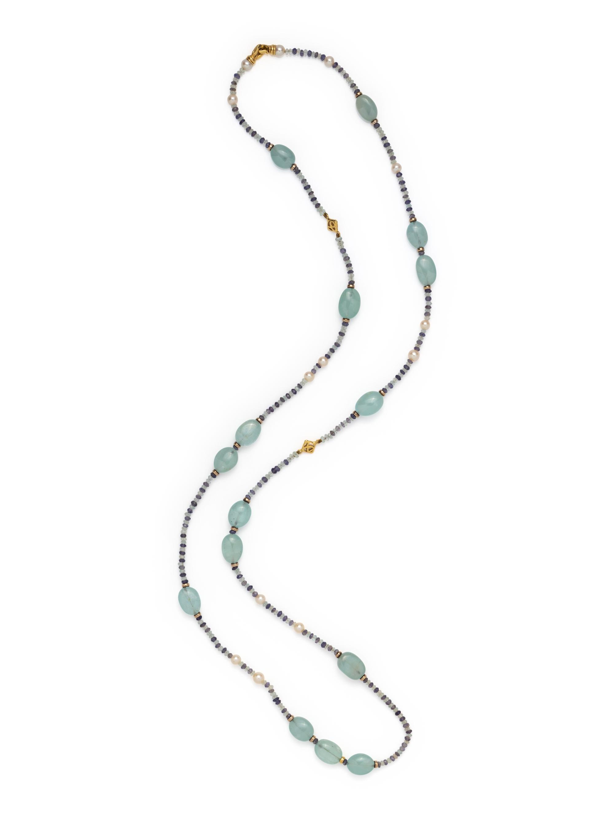 DAVID YURMAN, MULTIGEM AND CULTURED PEARL BEAD NECKLACE