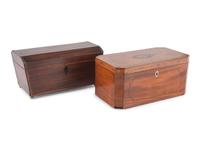 Four English Mahogany Inlaid Tea Caddies