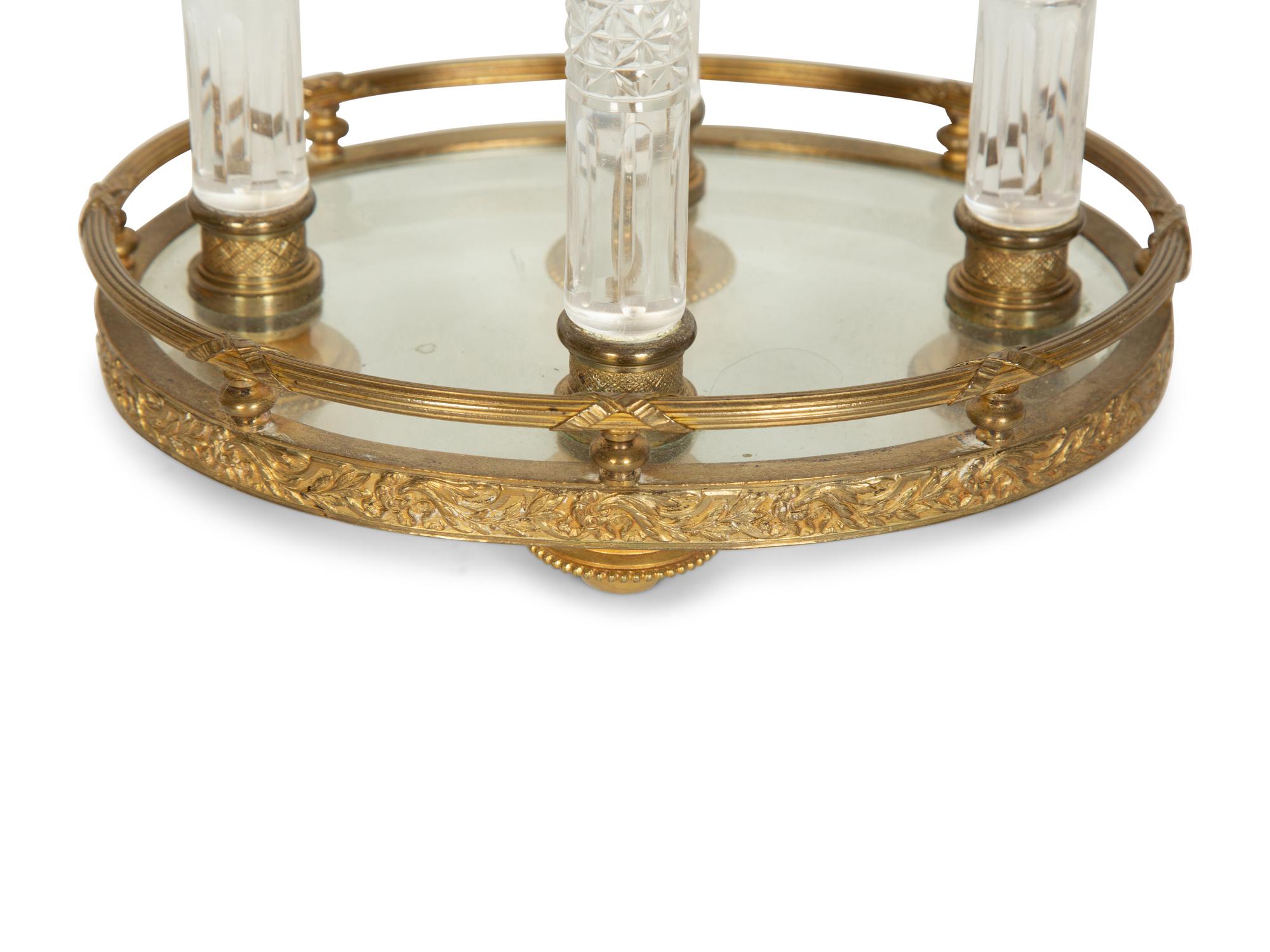 An Empire Style Gilt Metal and Cut Glass Centerpiece
