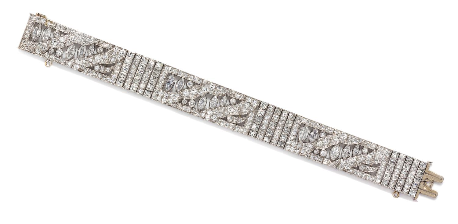 An Art Deco Platinum and Diamond Bracelet, Austrian, 32.30 dwts.