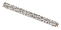 An Art Deco Platinum and Diamond Bracelet, Austrian, 32.30 dwts.