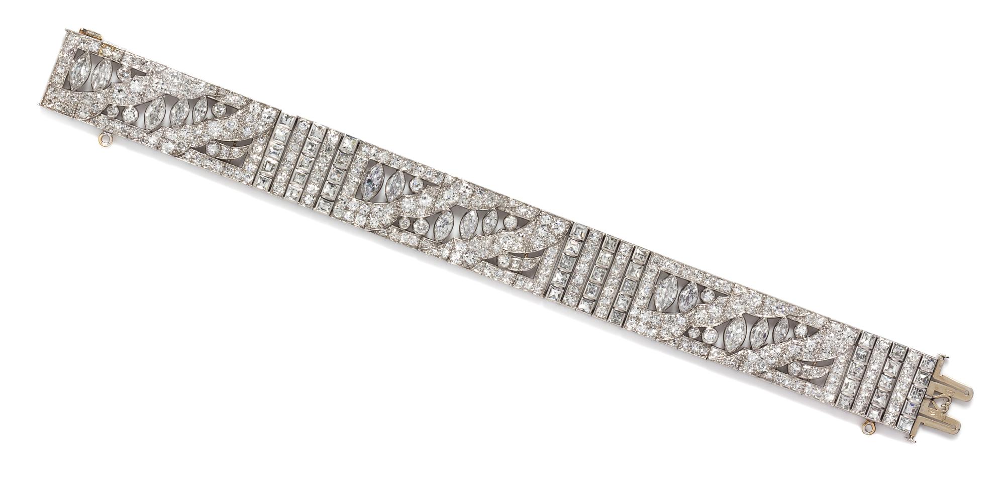An Art Deco Platinum and Diamond Bracelet, Austrian, 32.30 dwts.