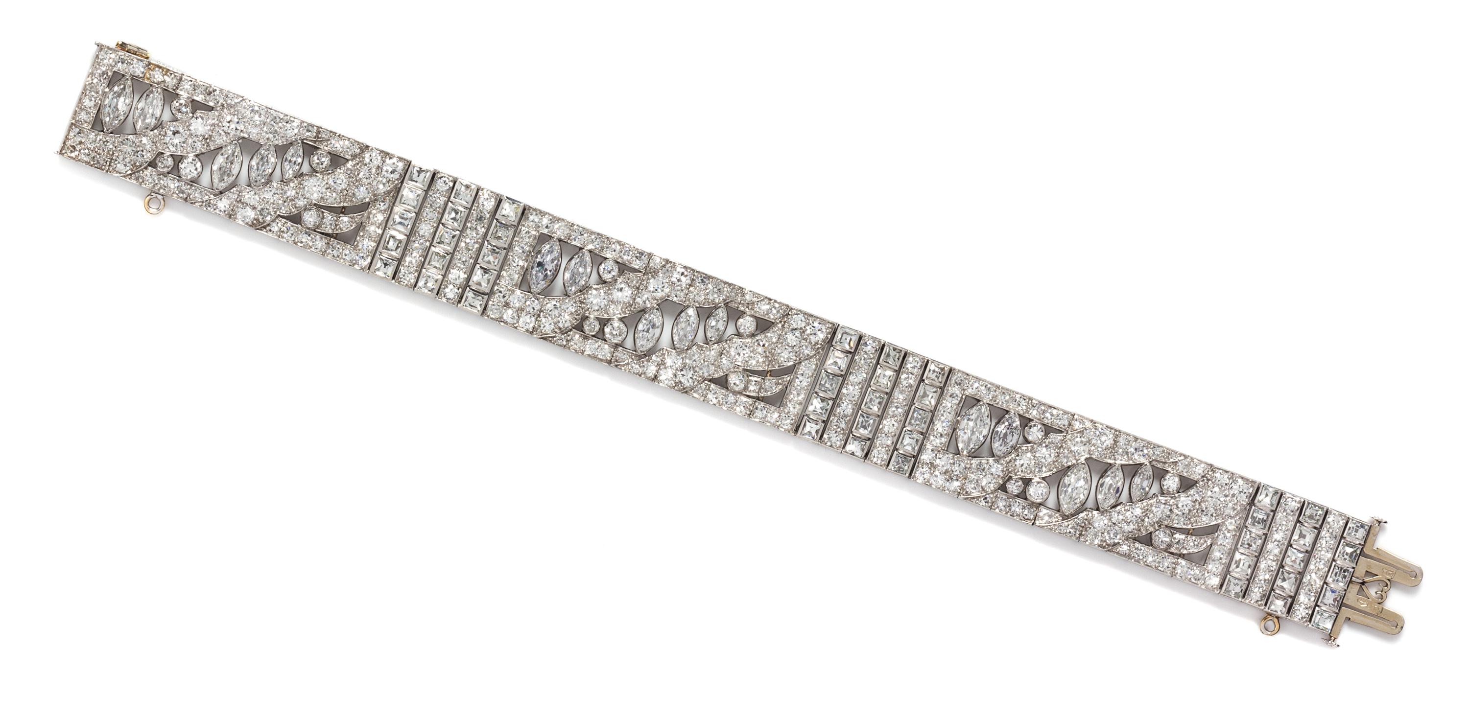 An Art Deco Platinum and Diamond Bracelet, Austrian, 32.30 dwts.