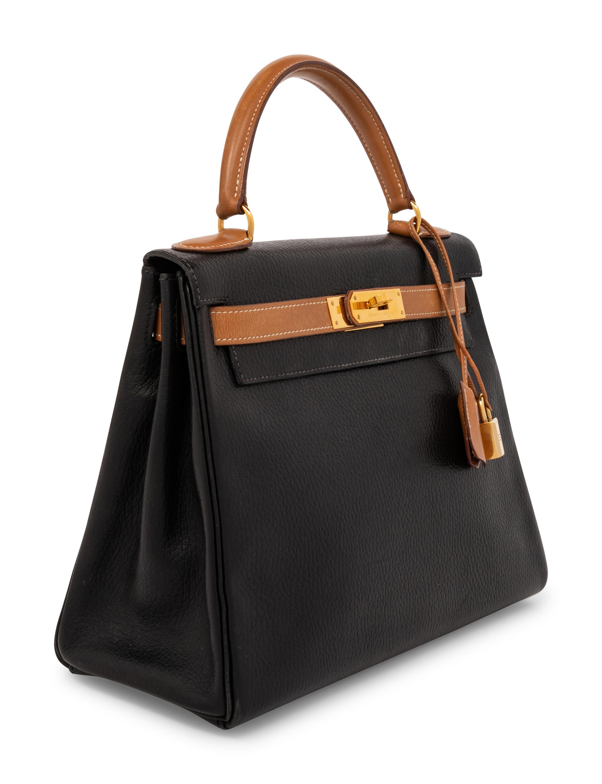 Hermès Kelly Retourne 25 in Bicolor Calfskin, 1994