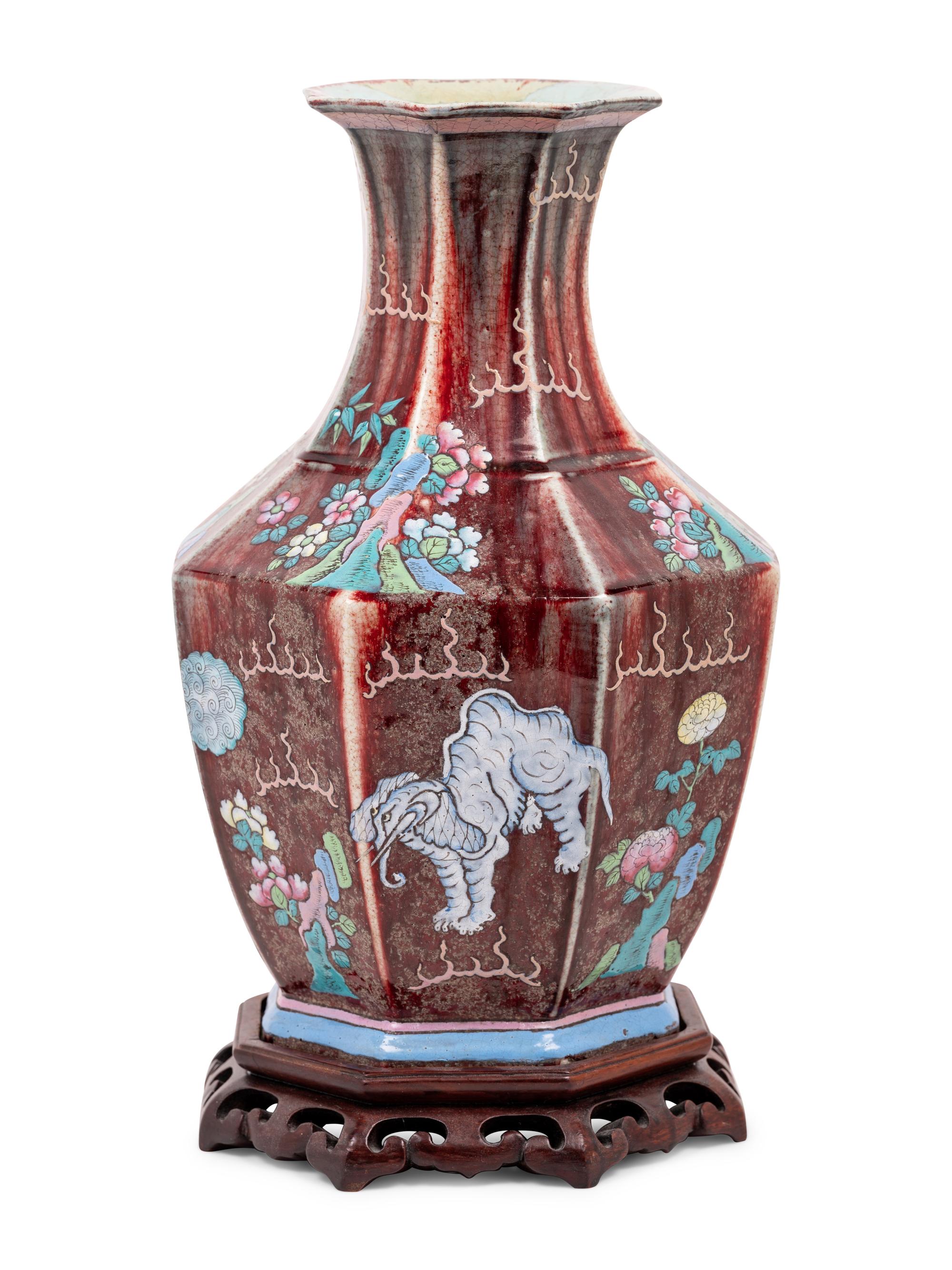 A Chinese Famille Rose Octagonal Porcelain Vase