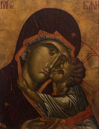 An Eastern European Painted Icon 15 x 12 inches.