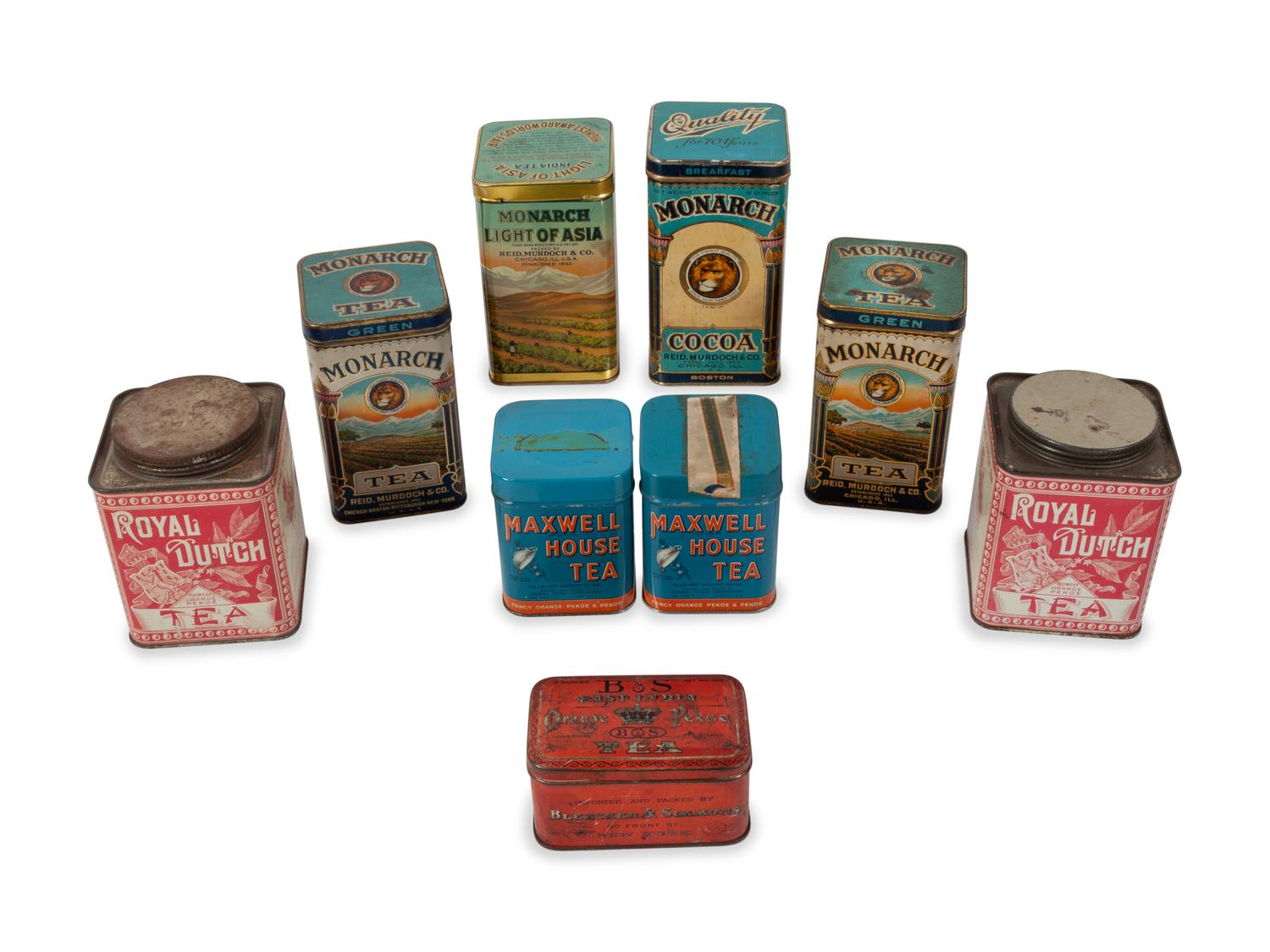 A Group of Advertising Tea Tins