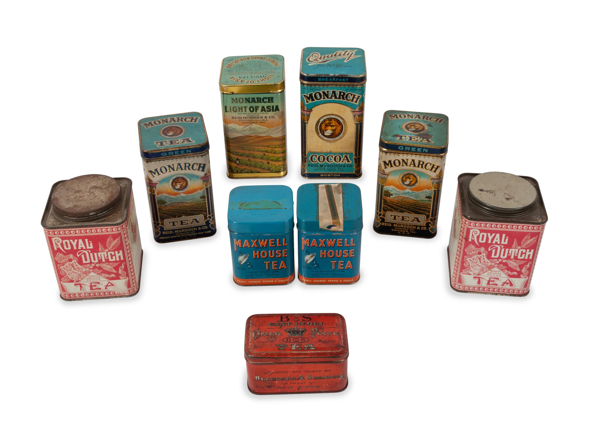 A Group of Advertising Tea Tins