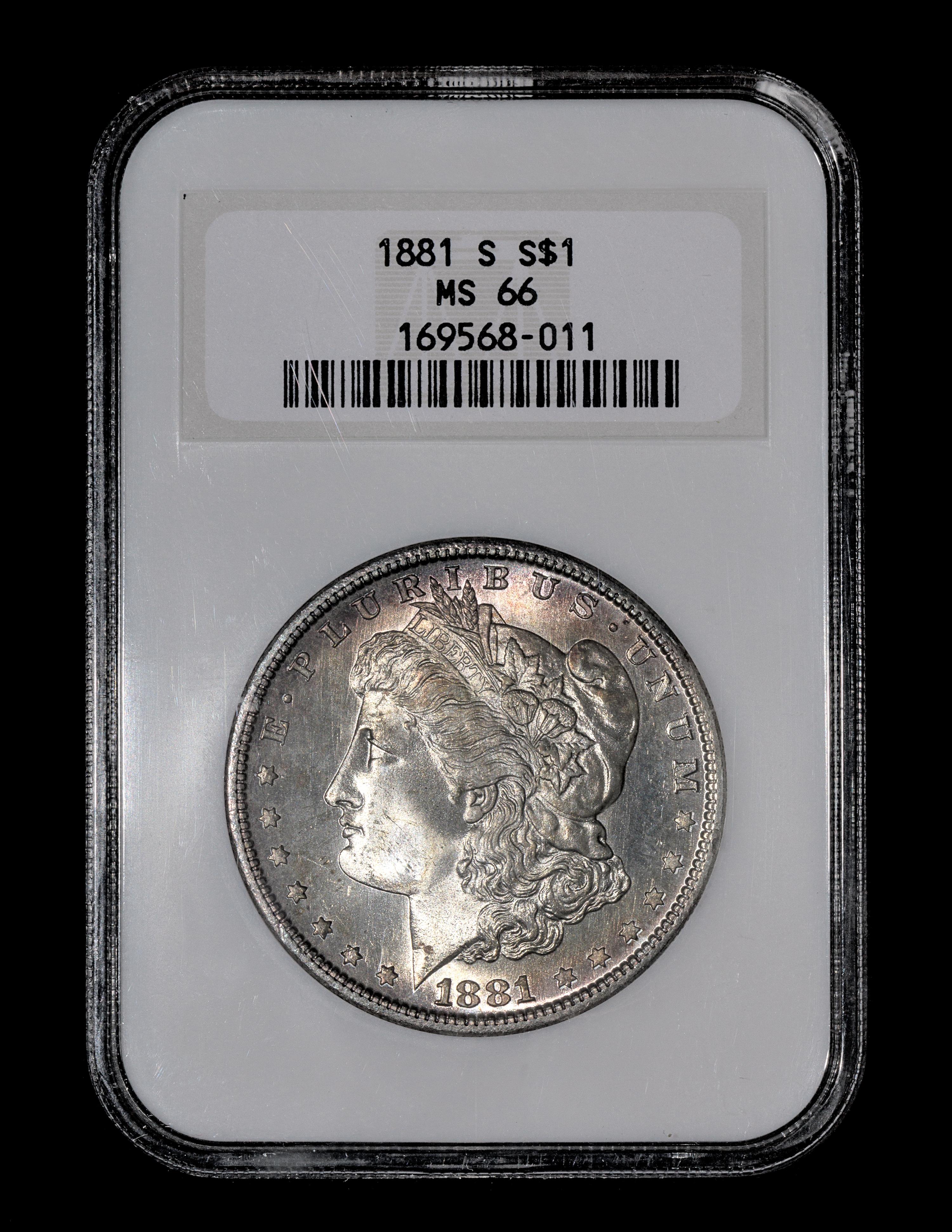 A United States 1881-S Morgan Silver $1 Coin — NGC graded MS66