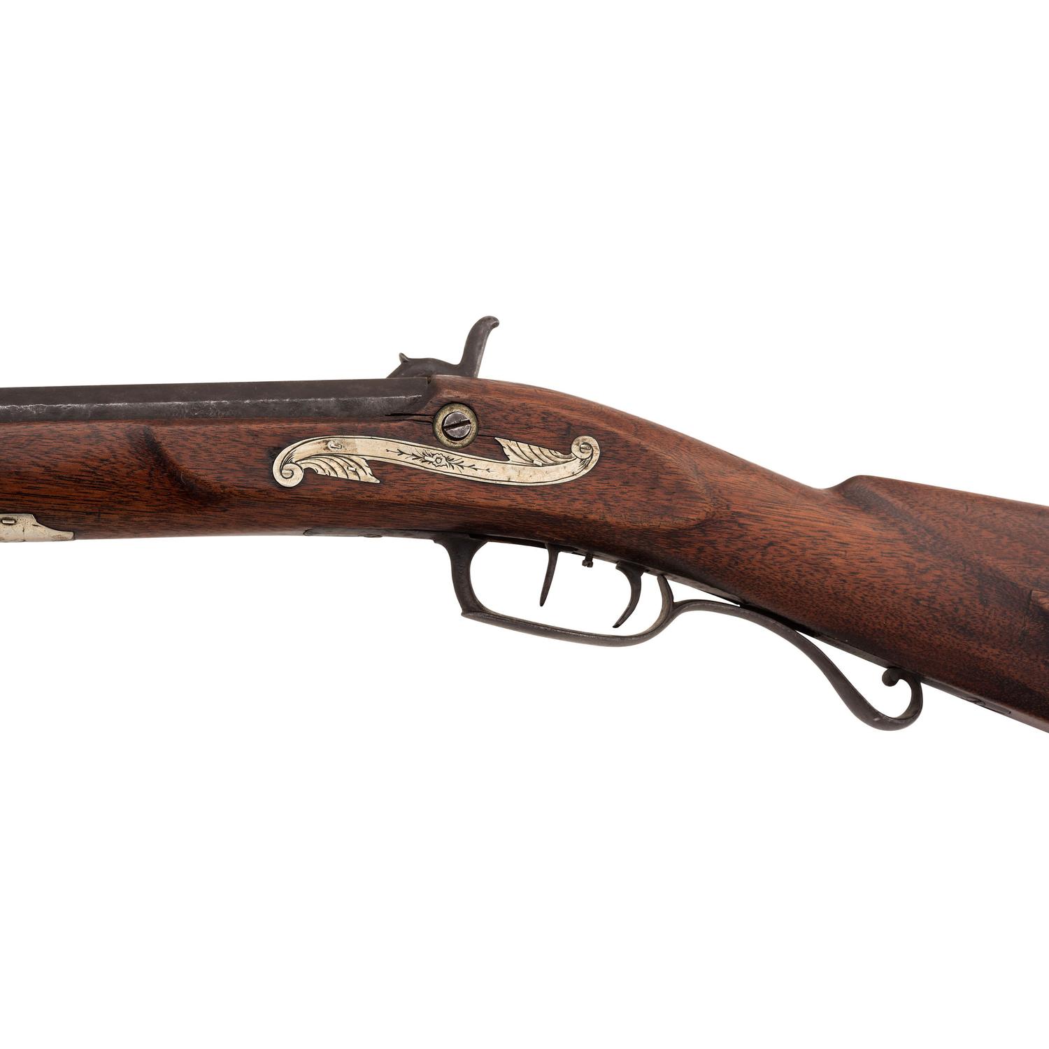 German Silver Mounted Percussion Rifle by B.D. Gill