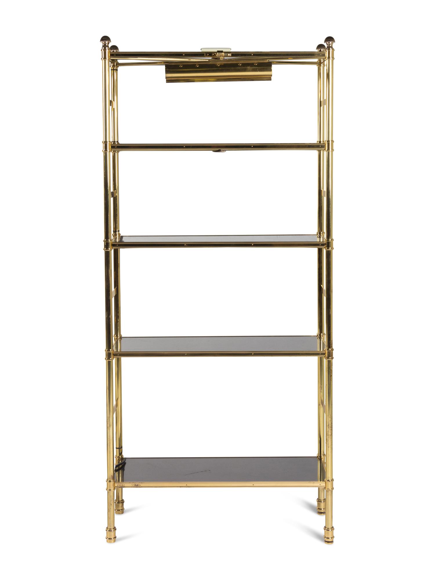 Two Contemporary Brass and Lacquer "Porter" Etageres