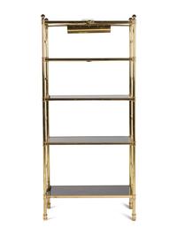 Two Contemporary Brass and Lacquer "Porter" Etageres