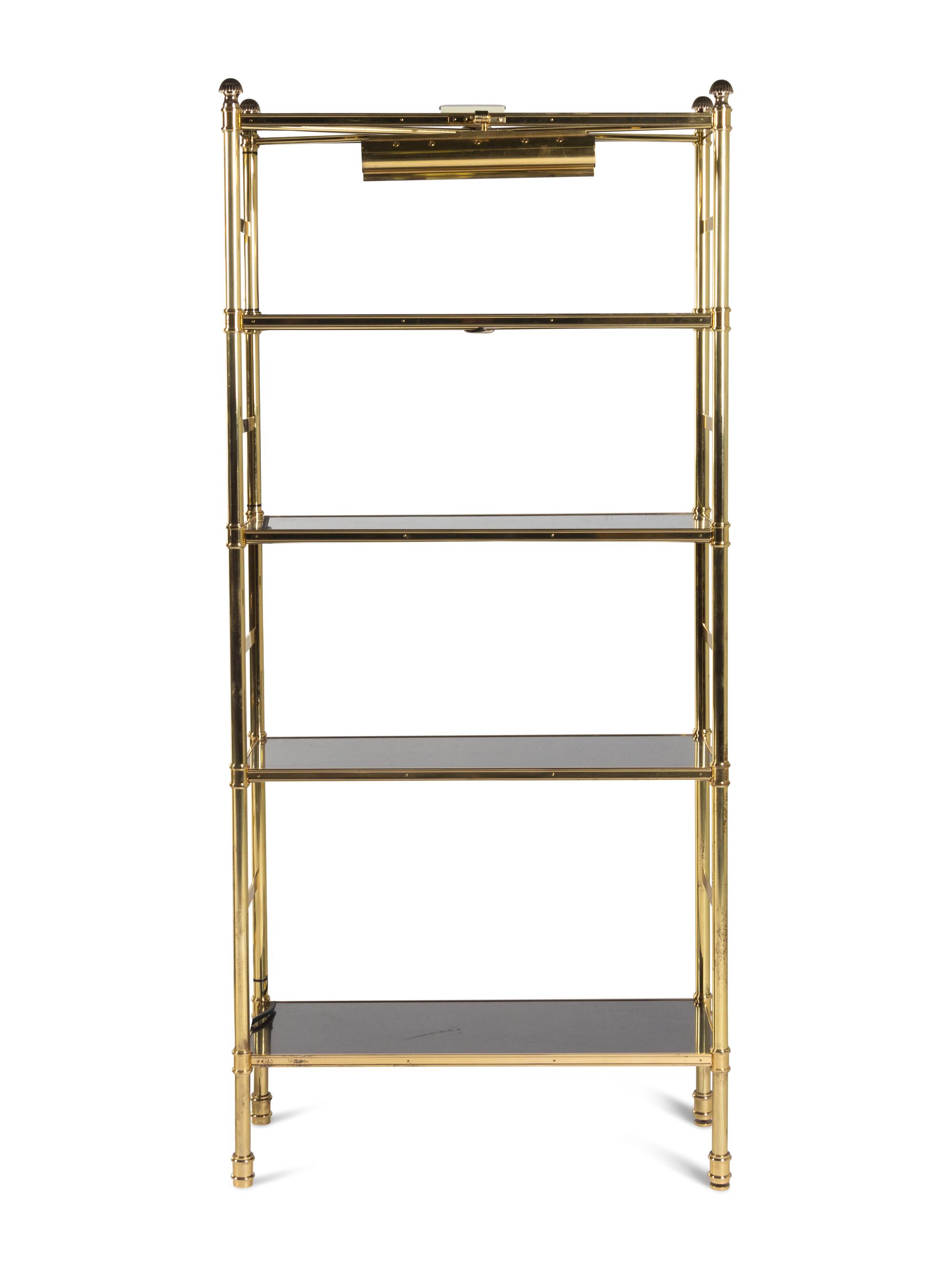 Two Contemporary Brass and Lacquer "Porter" Etageres