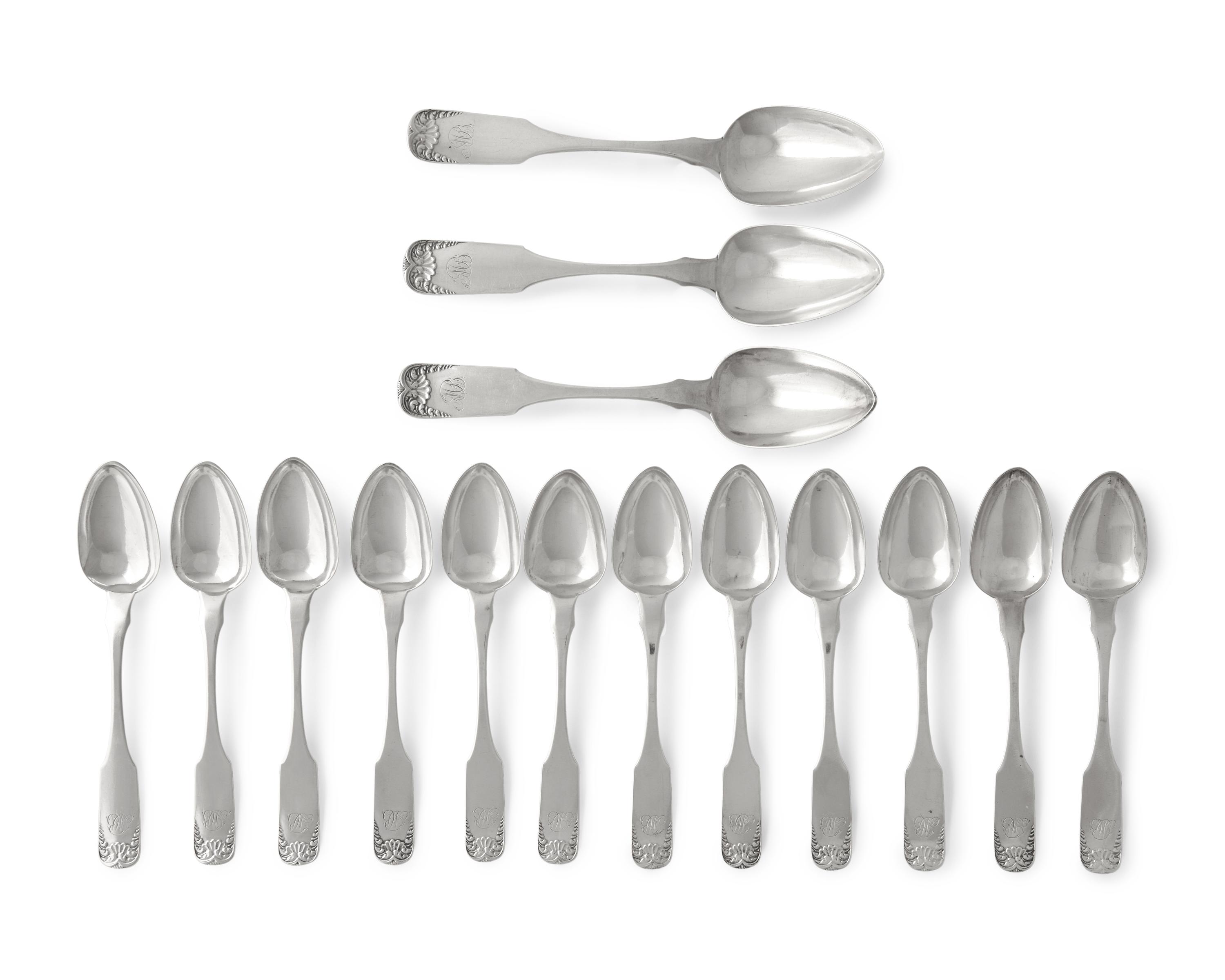 A Set of Fifteen Federal Silver Spoons