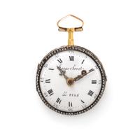 ISAAC SORET & FILS, GILT-METAL, ENAMEL AND PASTE OPEN FACE POCKET WATCH