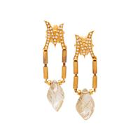 DIAMOND AND RUTILATED QUARTZ 'M' EARRINGS
