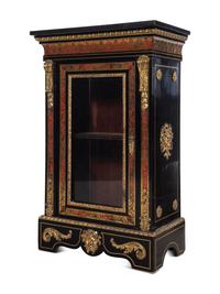 A Pair of Napoleon III Boulle Marquetry Marble-Top Cabinets
