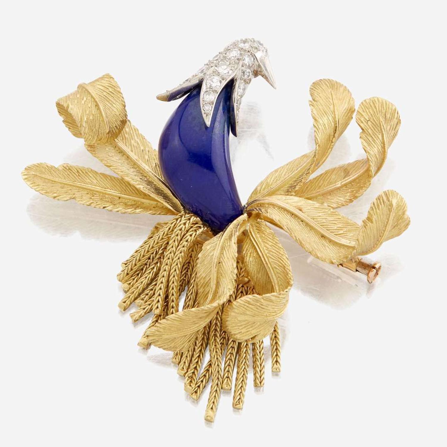 A gold, lapis lazuli, and diamond brooch, Pierre Sterlé for Chaumet
