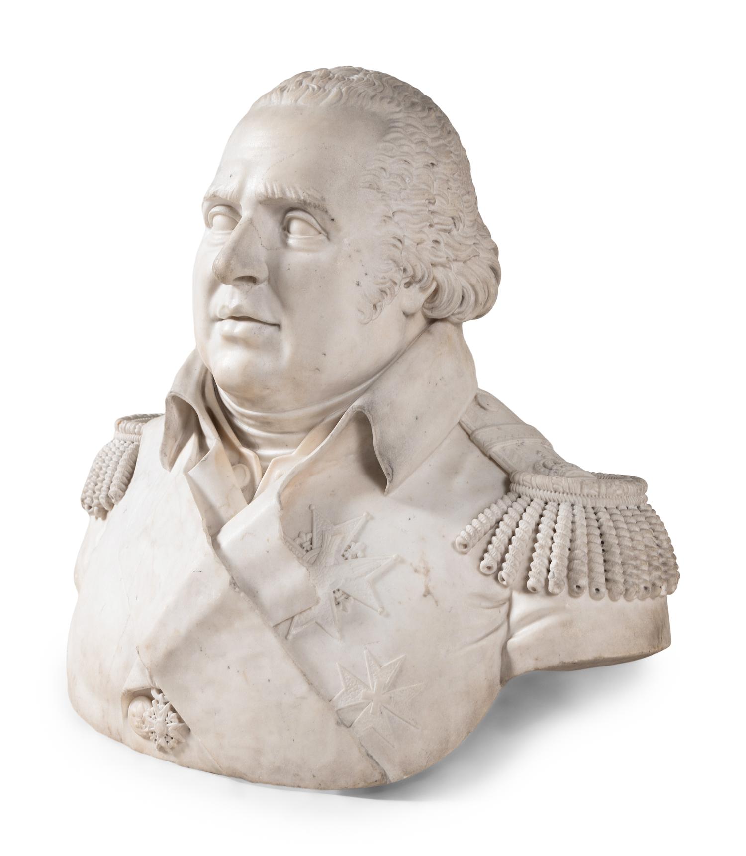 A Carved Marble Bust of Louis XVIII