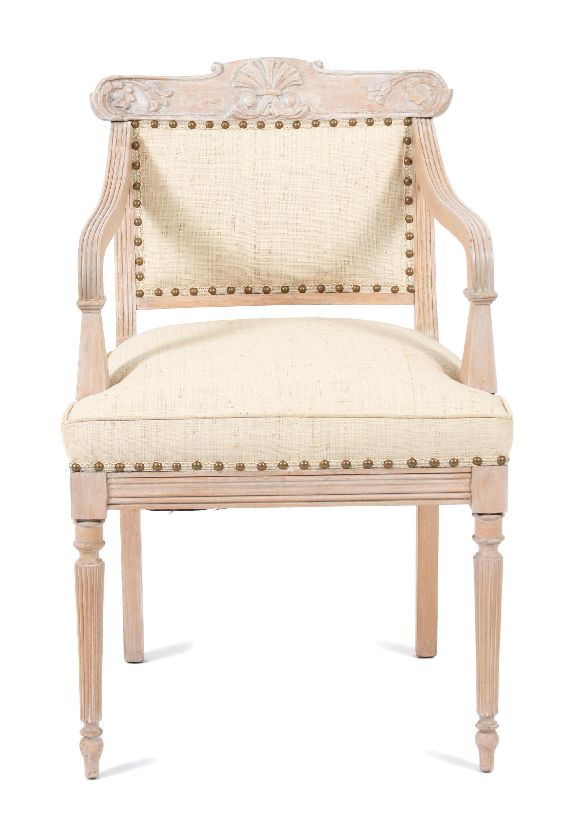 A Pair of Louis XVI Style Carved Wood Fauteuils — 20TH CENTURY