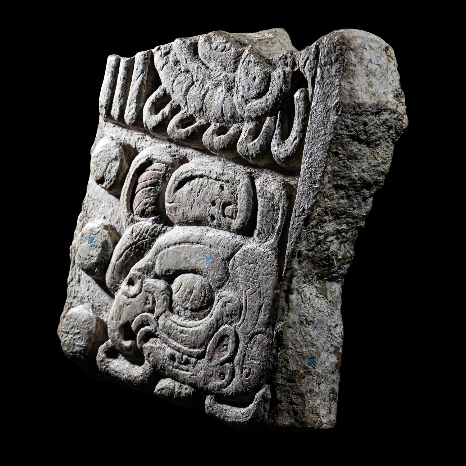 A Maya Limestone Fragment with Glyphs