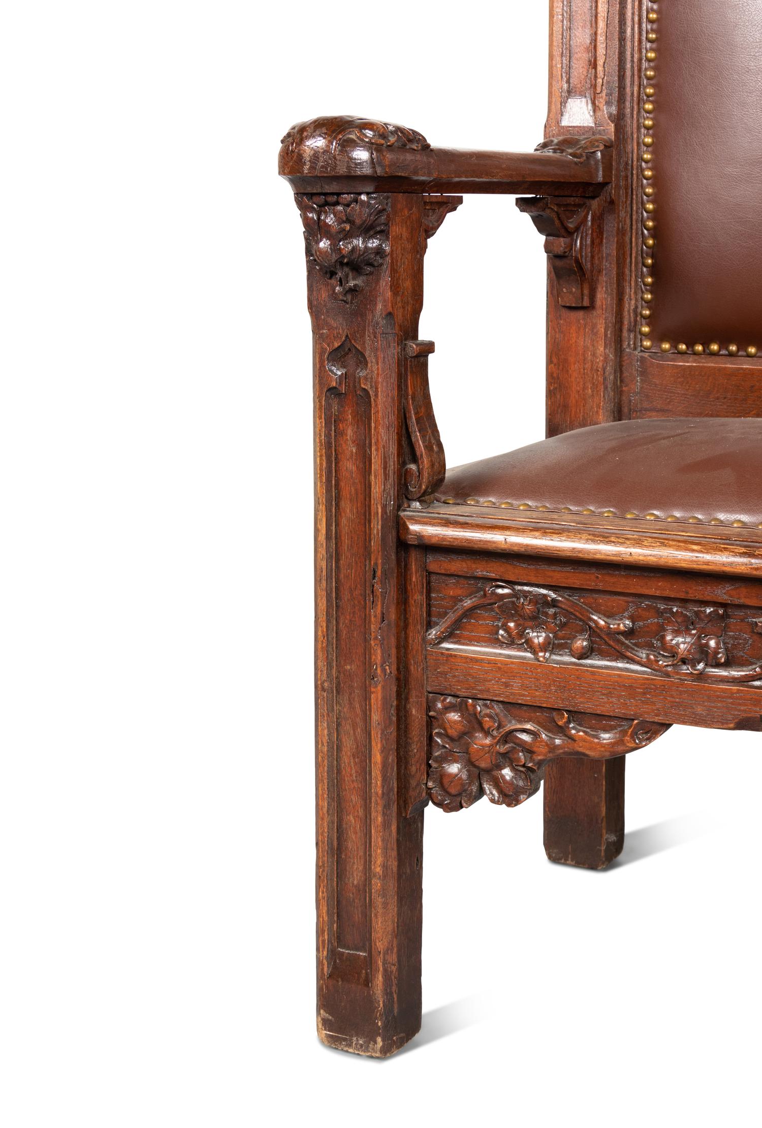 A Gothic Revival Oak Settee