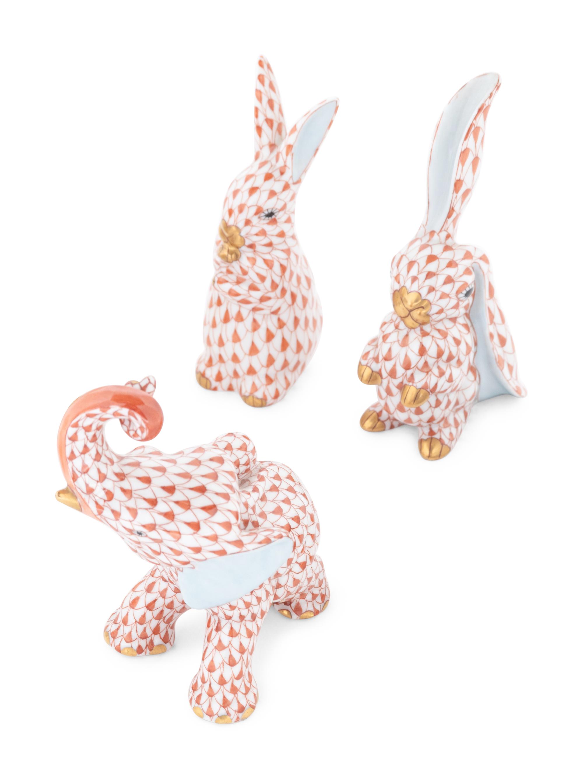 Six Small Herend Porcelain Animal Figurines
